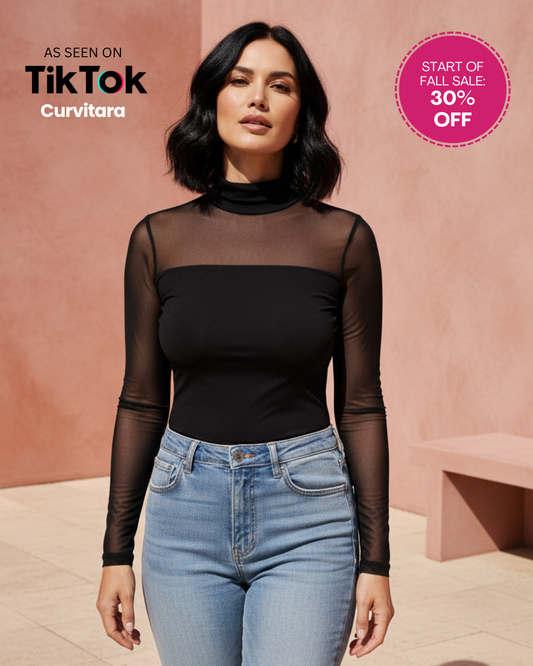 The Noir Tummy Control Turtleneck Bodysuit
